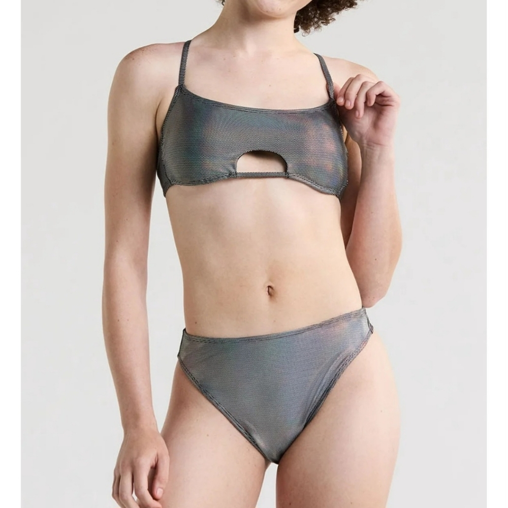 Juniors’ Holographic Dot Bikini Set